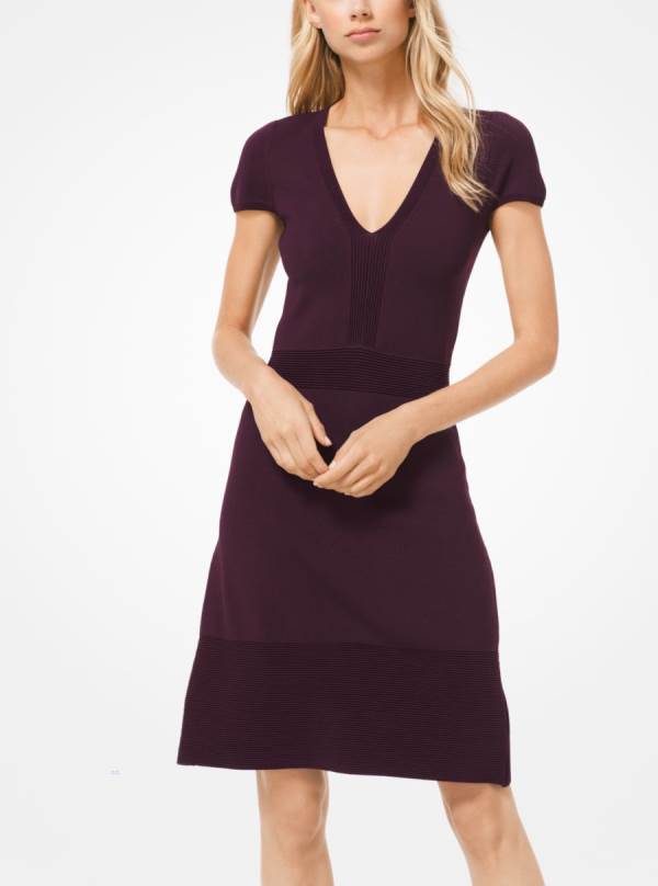 Damske Saty Michael Kors Stretch Knit V-Neck Tmavo Hnede - Oblecenie Michael Kors Obchod | PAEYG-2489